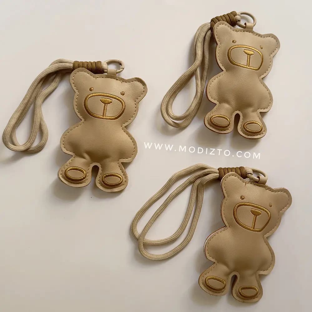 آویز و جاسوئیچی فانتزی (چارم بگ) چرم طرح تدی — تصویر ۴