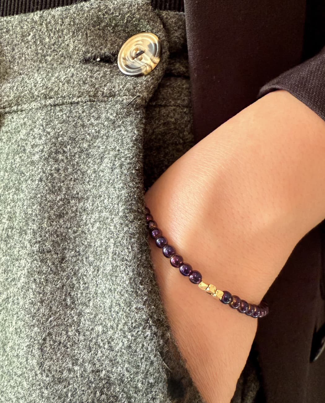 دستبند سنگی طلا 0.21 GR زنانه بنفش رنگ 1