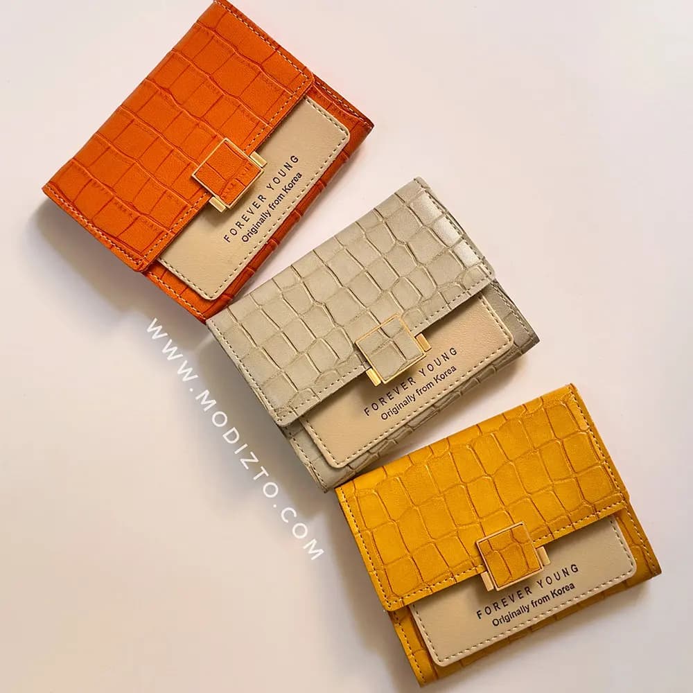کیف پول چرمی زنانه مدل بدنه سنگی