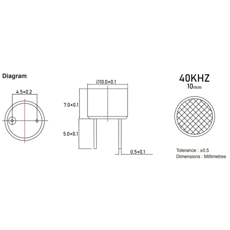 گیرنده اولتراسونیک 40KHZ 10mm — تصویر ۲