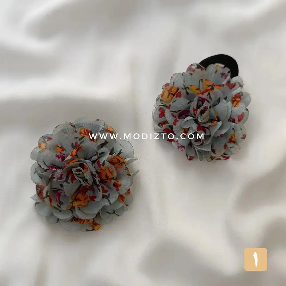 کش مو گل داوودی پارچه ای — تصویر ۳