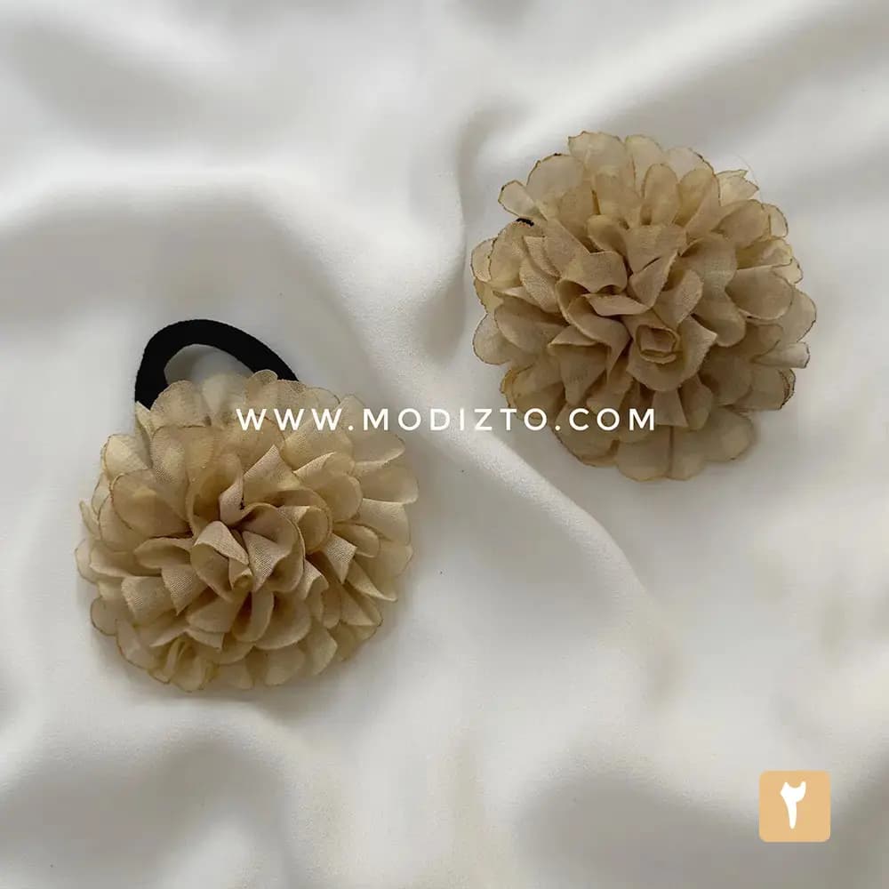 کش مو گل داوودی پارچه ای — تصویر ۴