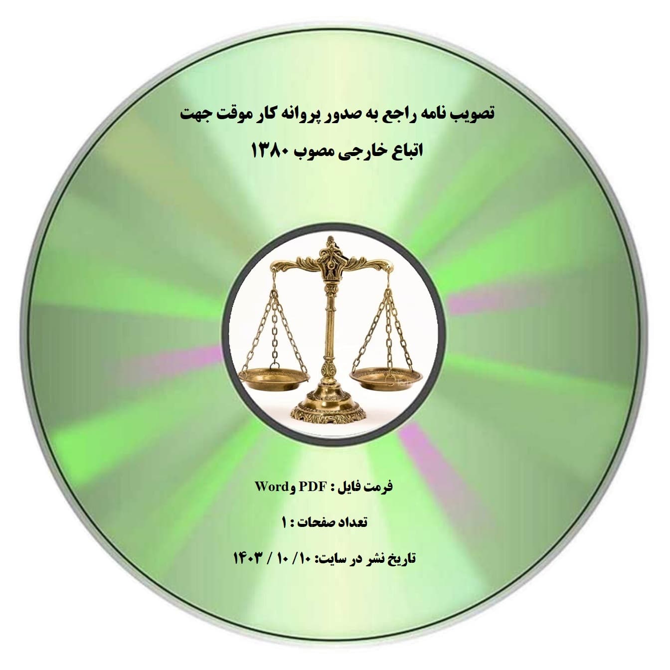 تصویب نامه راجع به صدور پروانه کار موقت جهت اتباع خارجی مصوب ۱۳۸۰
