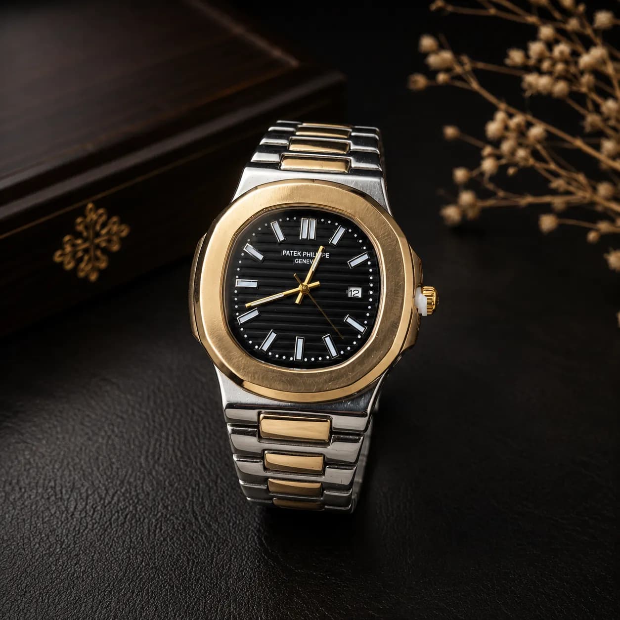 ساعت مچی مردانه Patek Philippe طرح Nautilus دو رنگ استیل طلایی