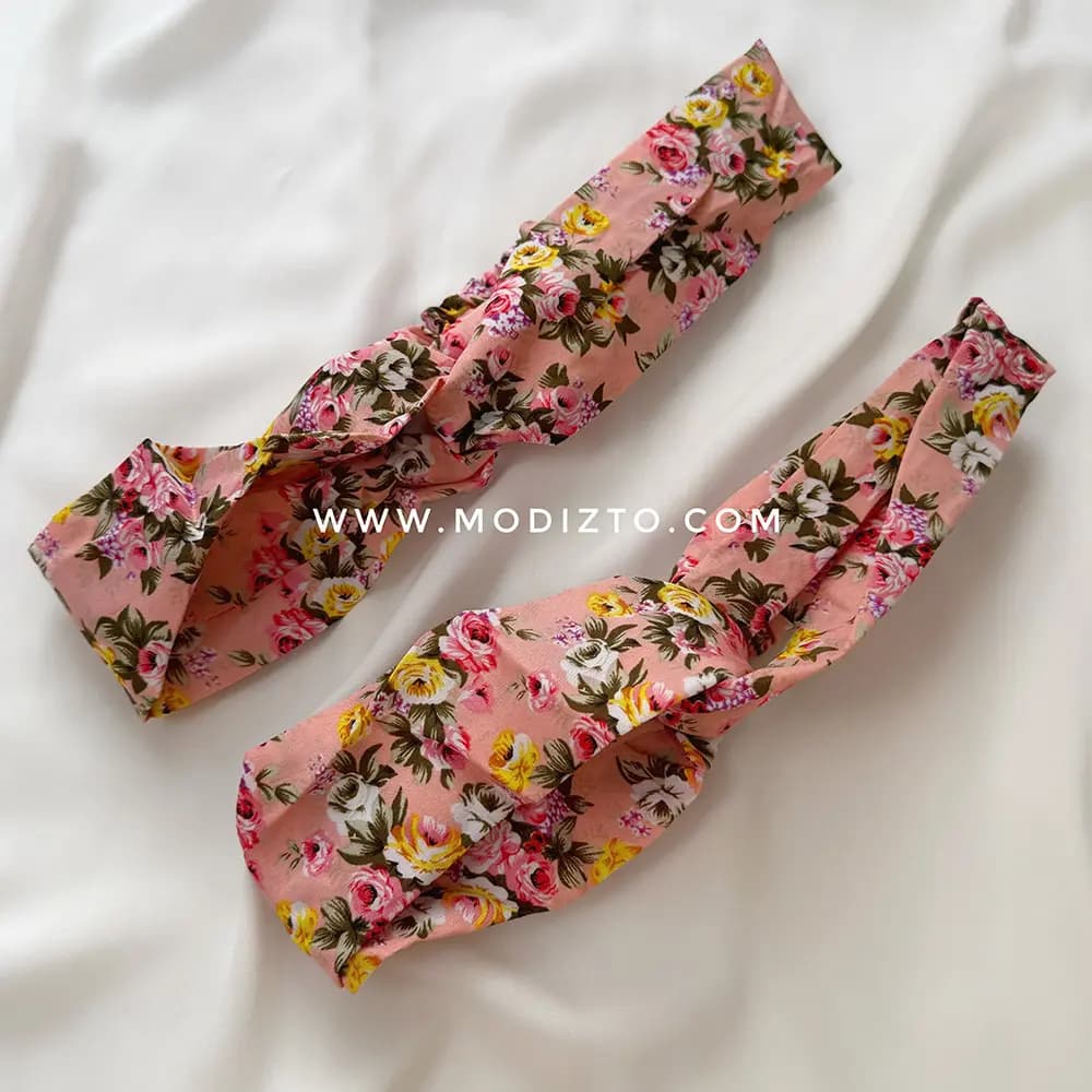هدبند پارچه ای ضربدری پشت کش دار مدل گلگلی — تصویر ۶