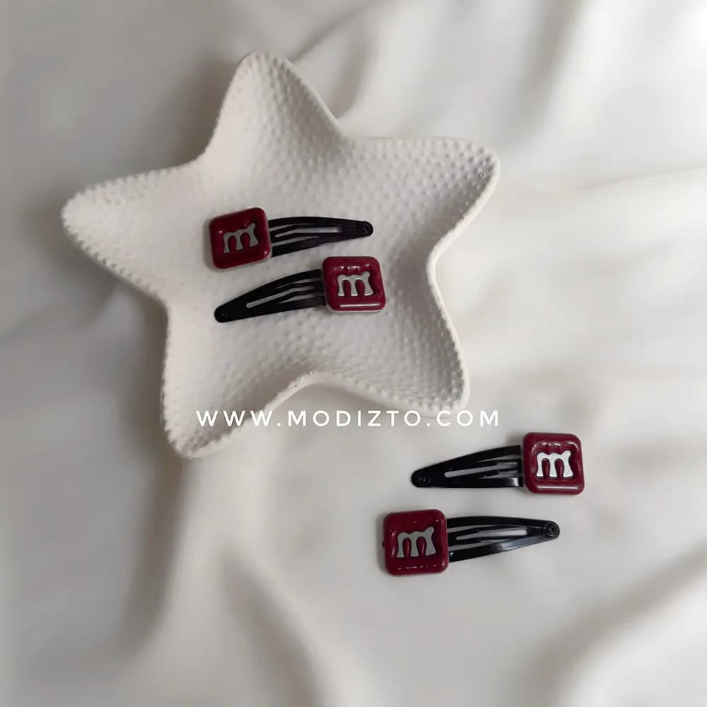 گیره مو تق تقی چری مدل m&m بسته ۲ عددی