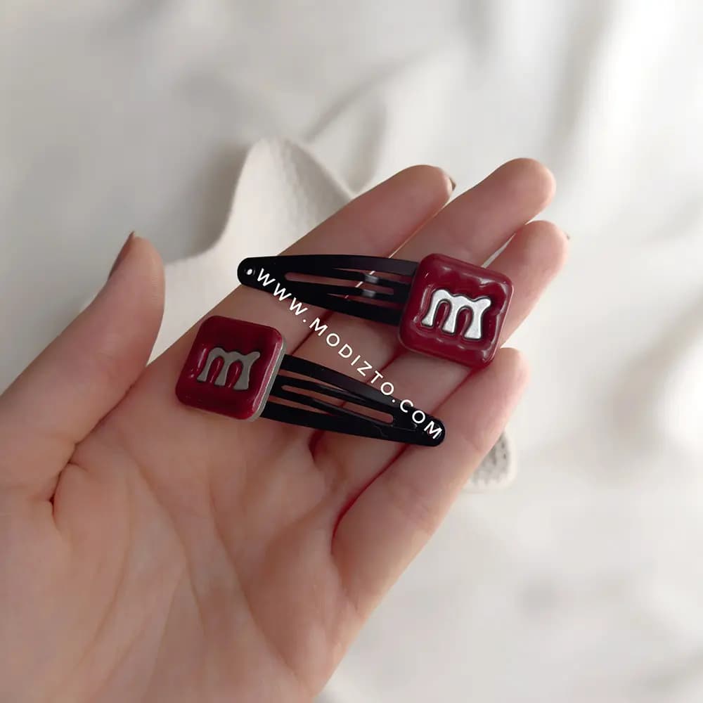 گیره مو تق تقی چری مدل m&m بسته ۲ عددی — تصویر ۲