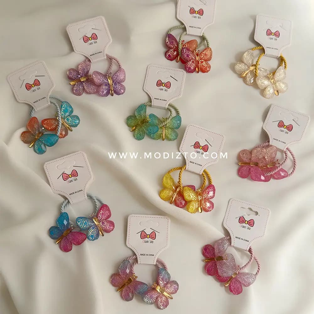 کش‌ مو پروانه ای کریستالی بسته ۲ عددی