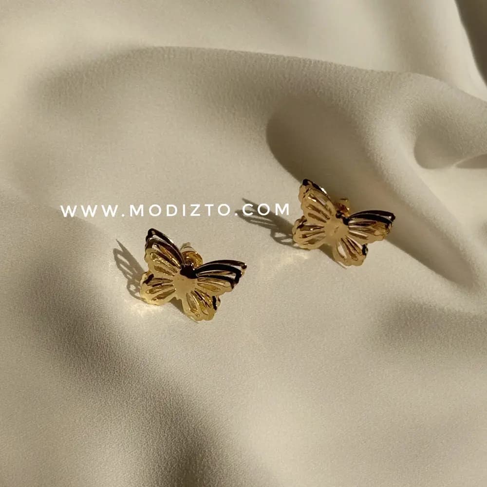 گوشواره میخی استیل مدل پروانه — تصویر ۶