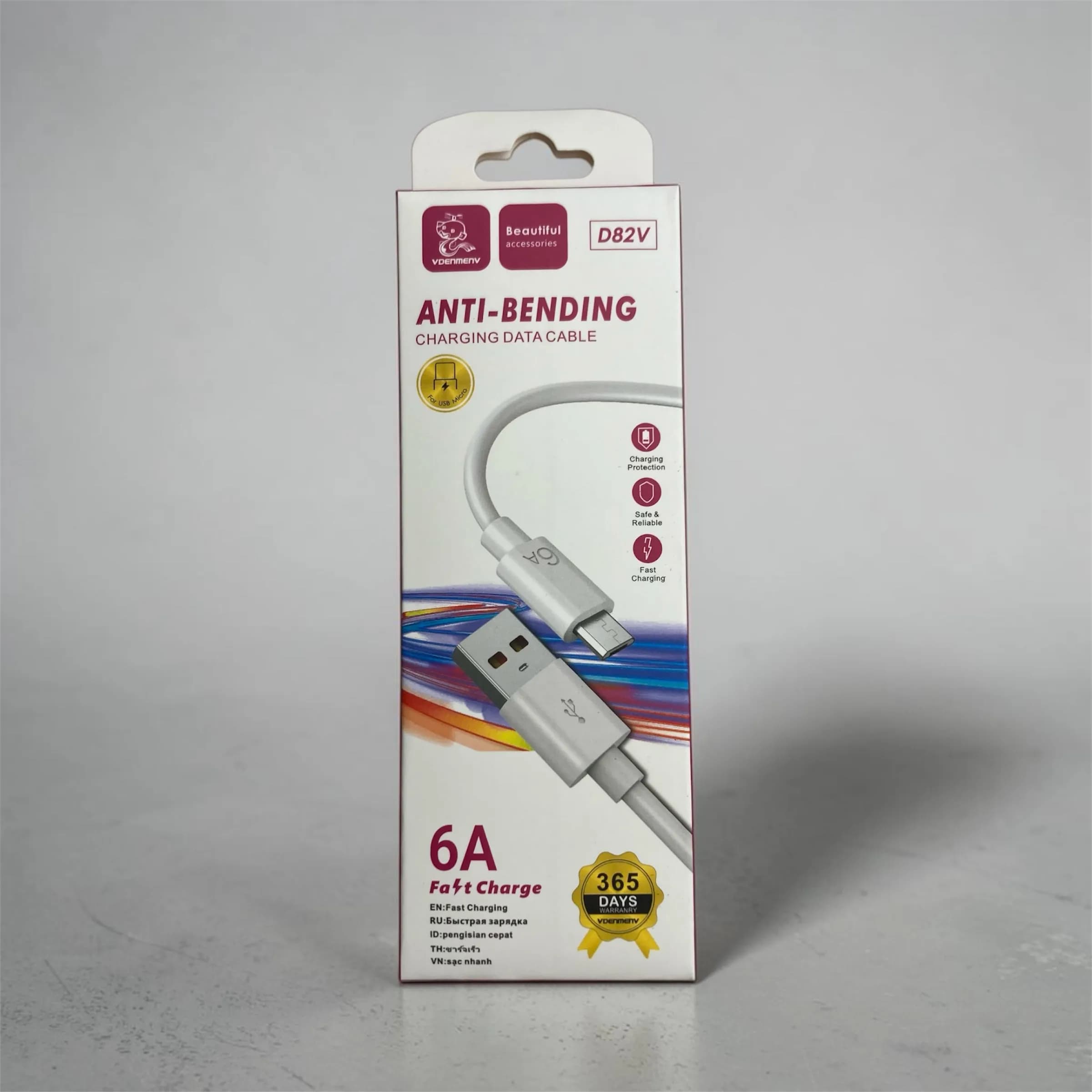 کابل شارژ Micro USB مدل D82V با قابلیت Fast Charge 6A