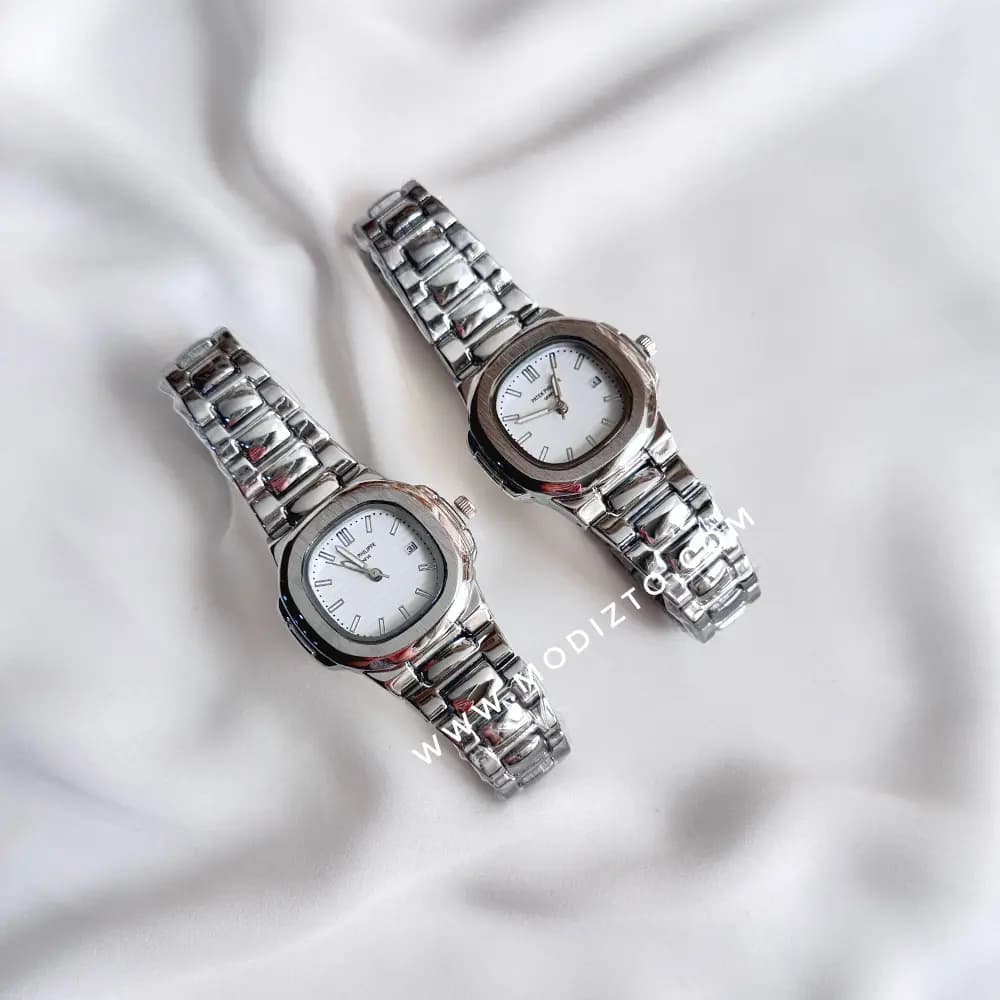 ساعت مچی زنانه طرح پتک فیلیپ ناتیلوس Patek Philippe صفحه سفید تقویم دار