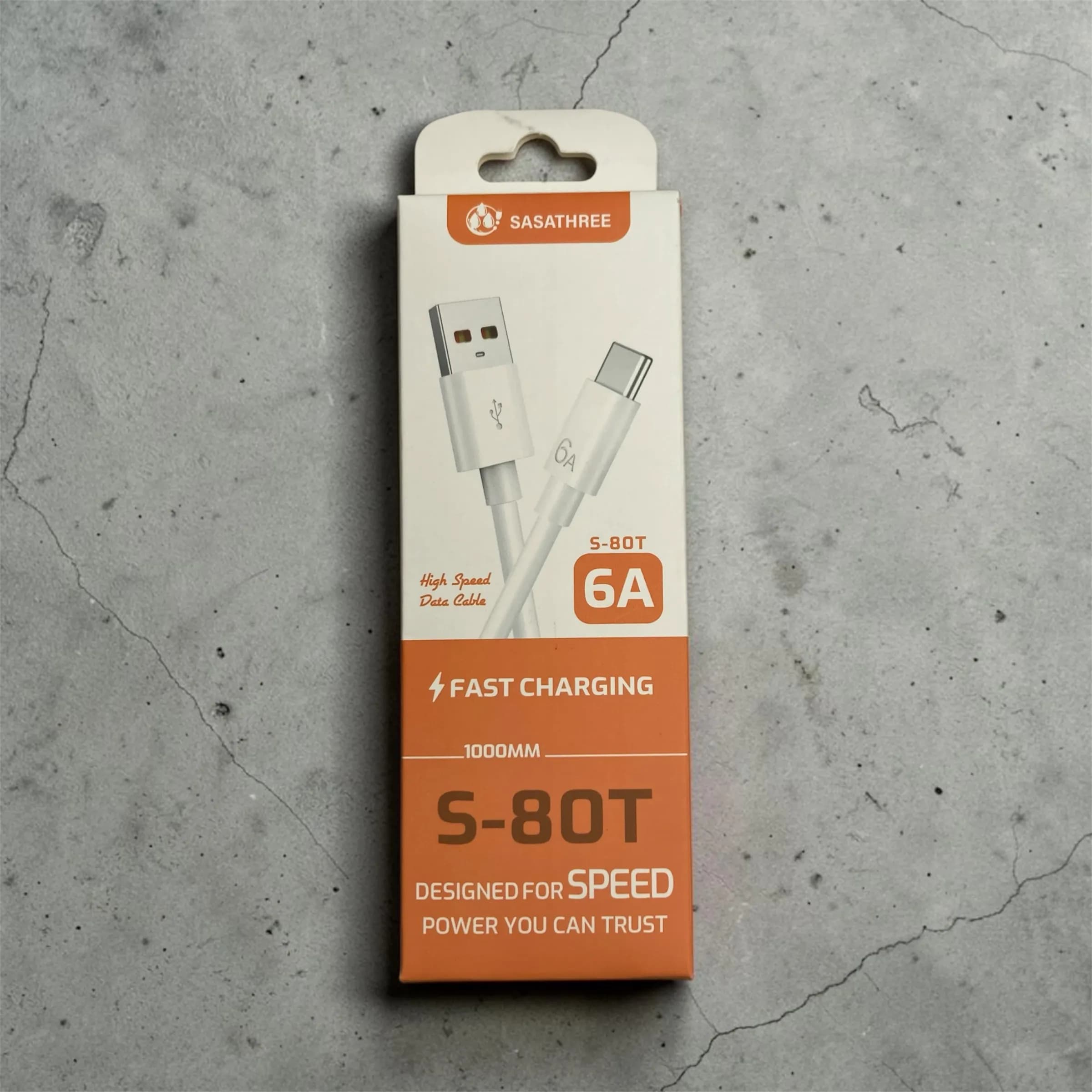 کابل شارژ Type-C ساساتری SASATHREE مدل S-80T فست شارژ 6 آمپر