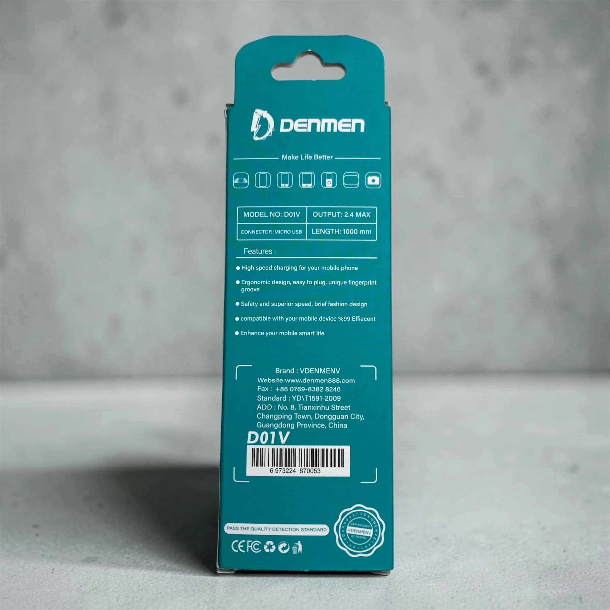 کابل شارژ و انتقال داده دنمن Denmen D01V USB به Micro USB 2.4A — تصویر ۲