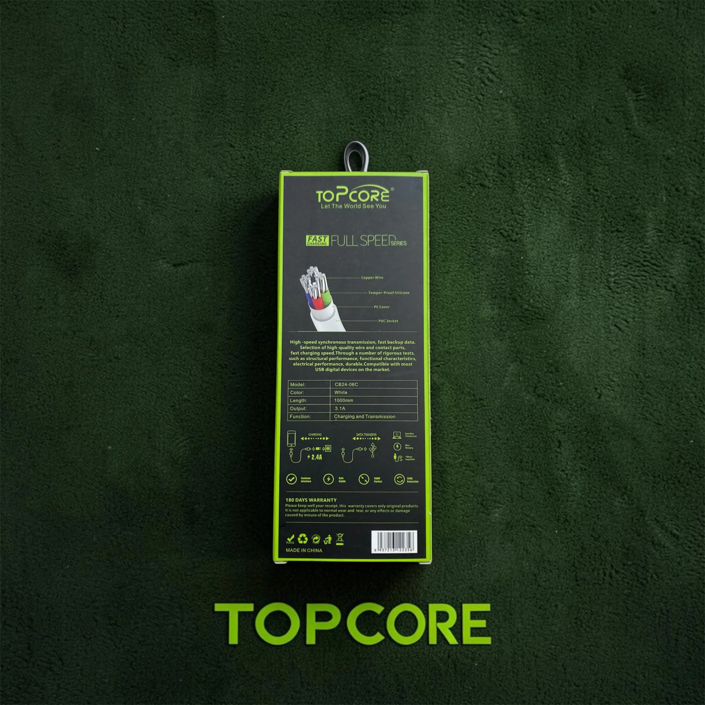 کابل شارژر USB به USB-C تاپ کور مدل CB24-06C — تصویر ۲