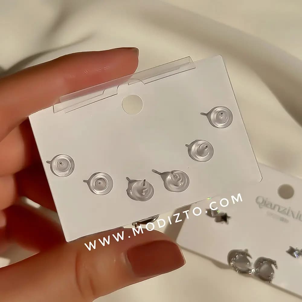 پک گوشواره میخی استیل سه عددی مدل پاپیون — تصویر ۵