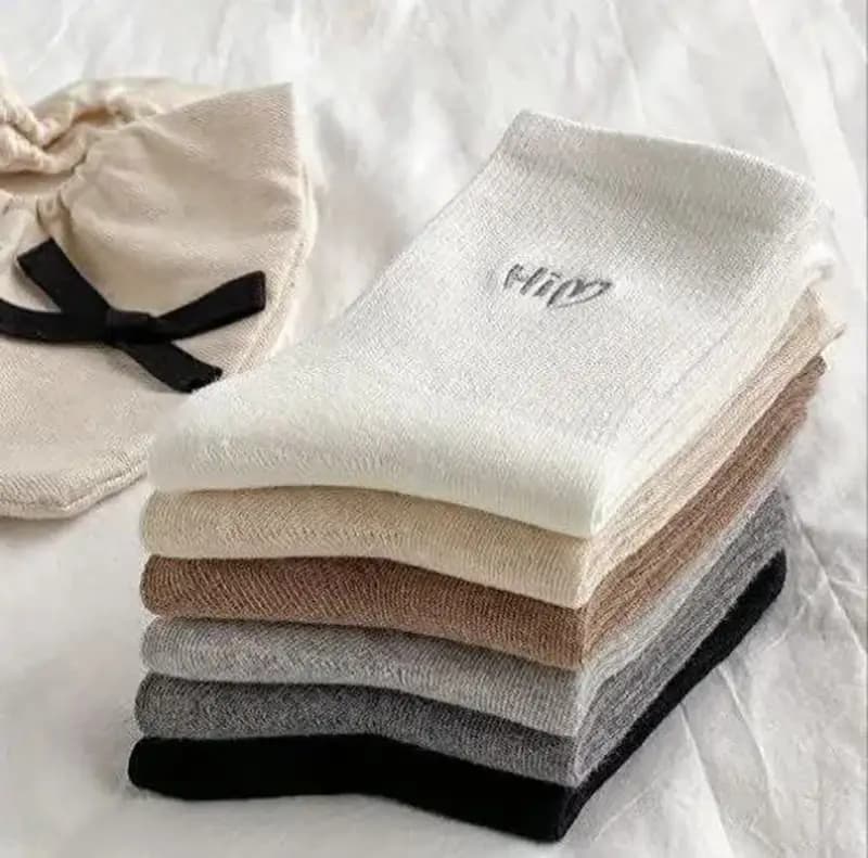 جوراب ساقدار گلدوزی قلب پنبه ای — تصویر ۲