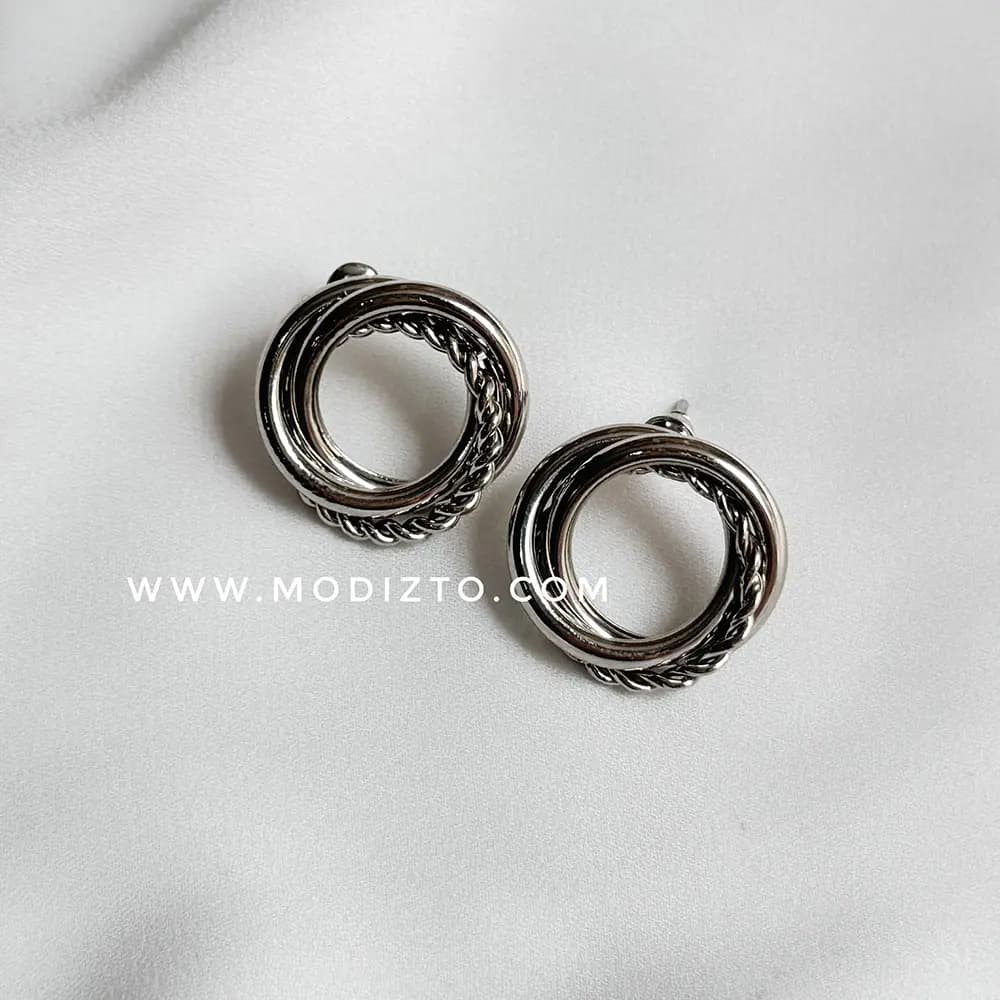 گوشواره میخی استیل فشن سیلور