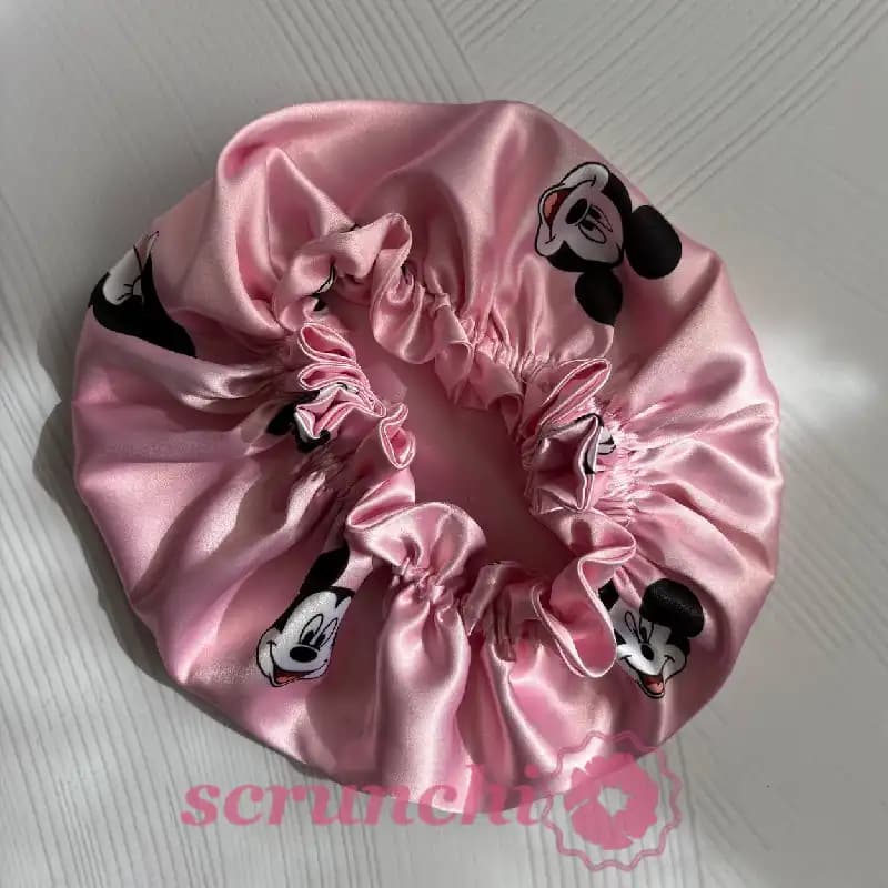 کلاه خواب ساتن ابریشم دورو طرح میکی موس