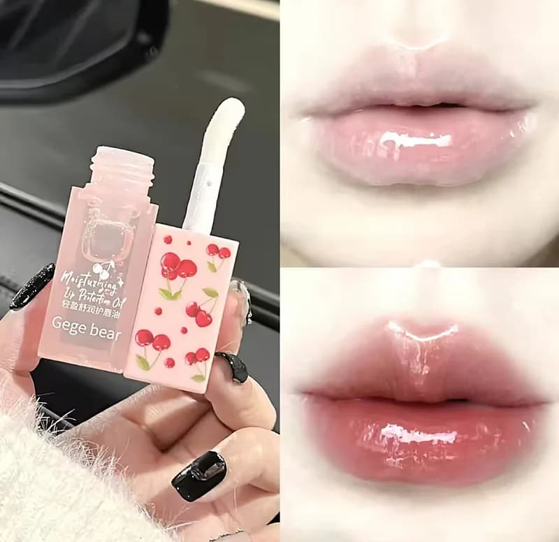 ست لیپ گلاس و بالم لب حرارتی گیلاسی Gege bear 🍒 — تصویر ۳