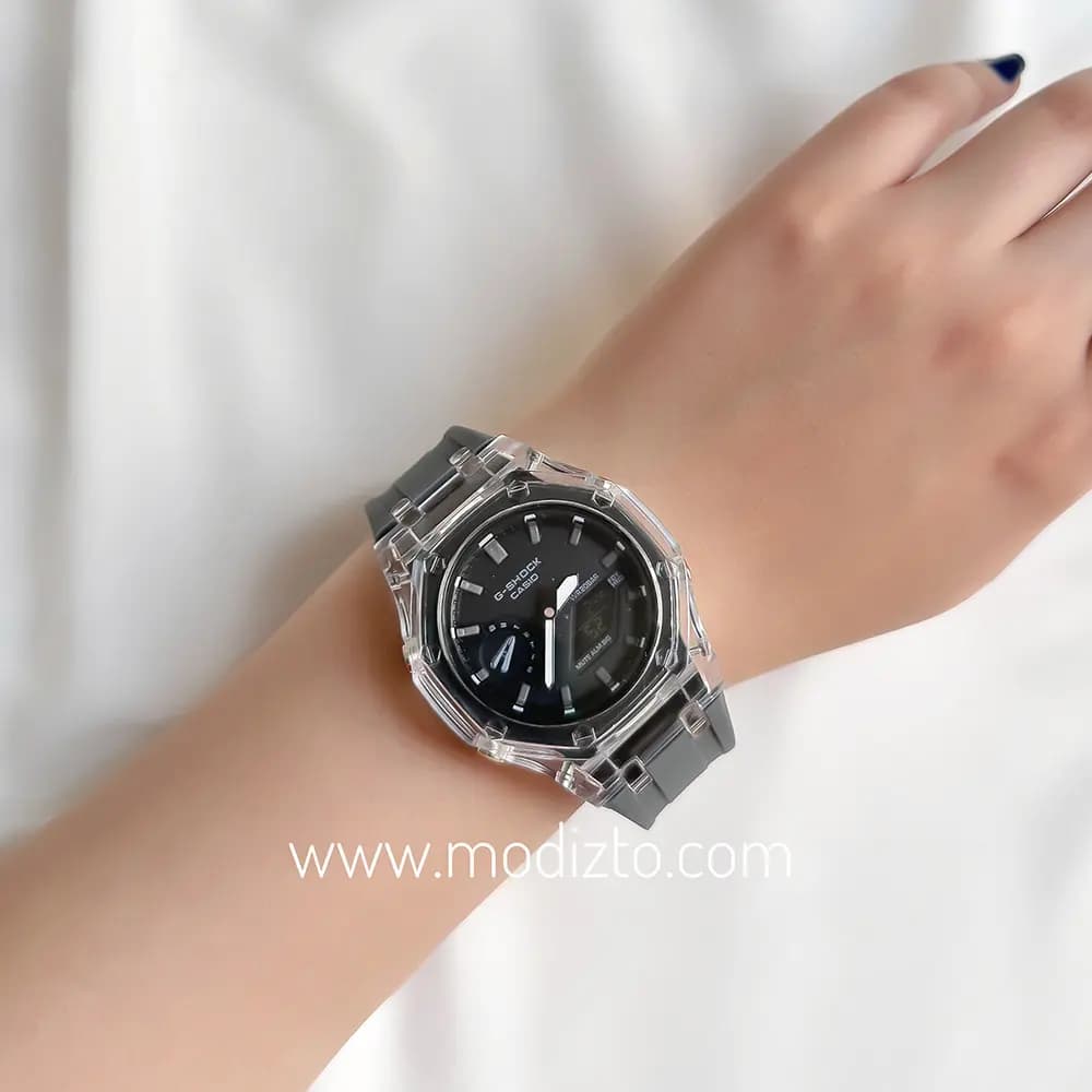 ساعت مچی کاسیو جی شاک پمپی مدل GA-2100 بند طوسی — تصویر ۳
