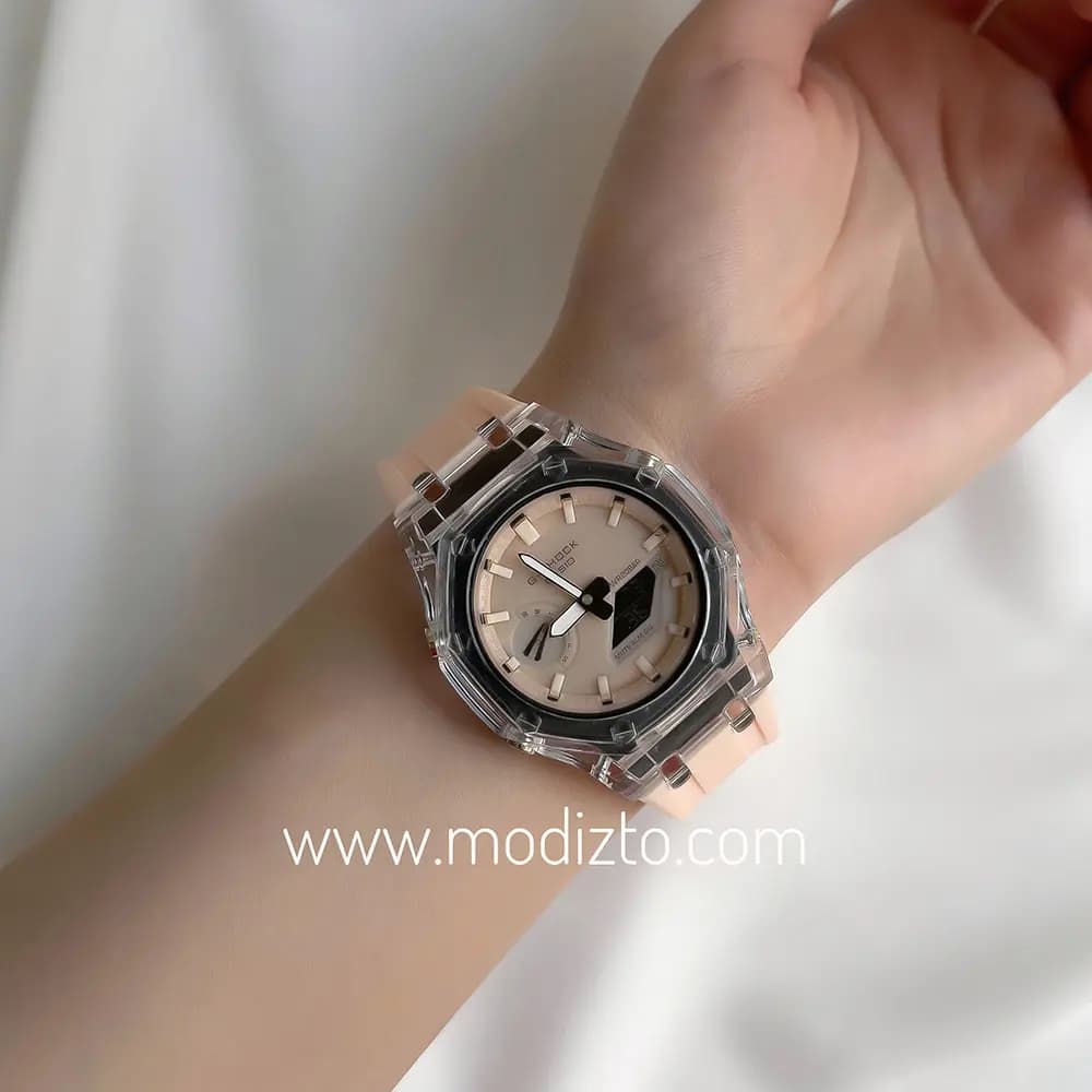 ساعت مچی کاسیو جی شاک پمپی مدل GA-2100 بند صورتی — تصویر ۳