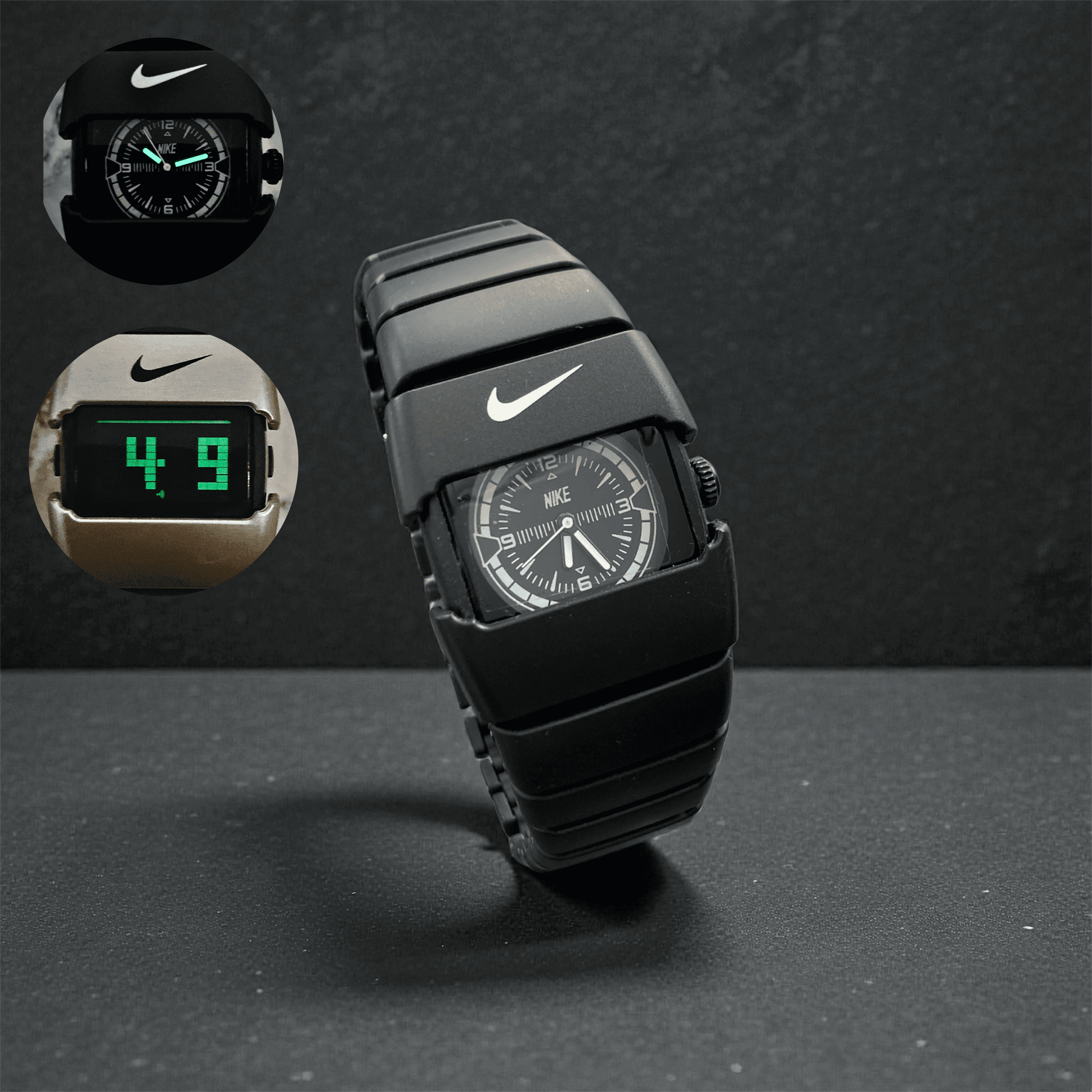 ساعت مچی نایک nike ترند دیجیتالی و عقربه ای مشکی و نقره ای