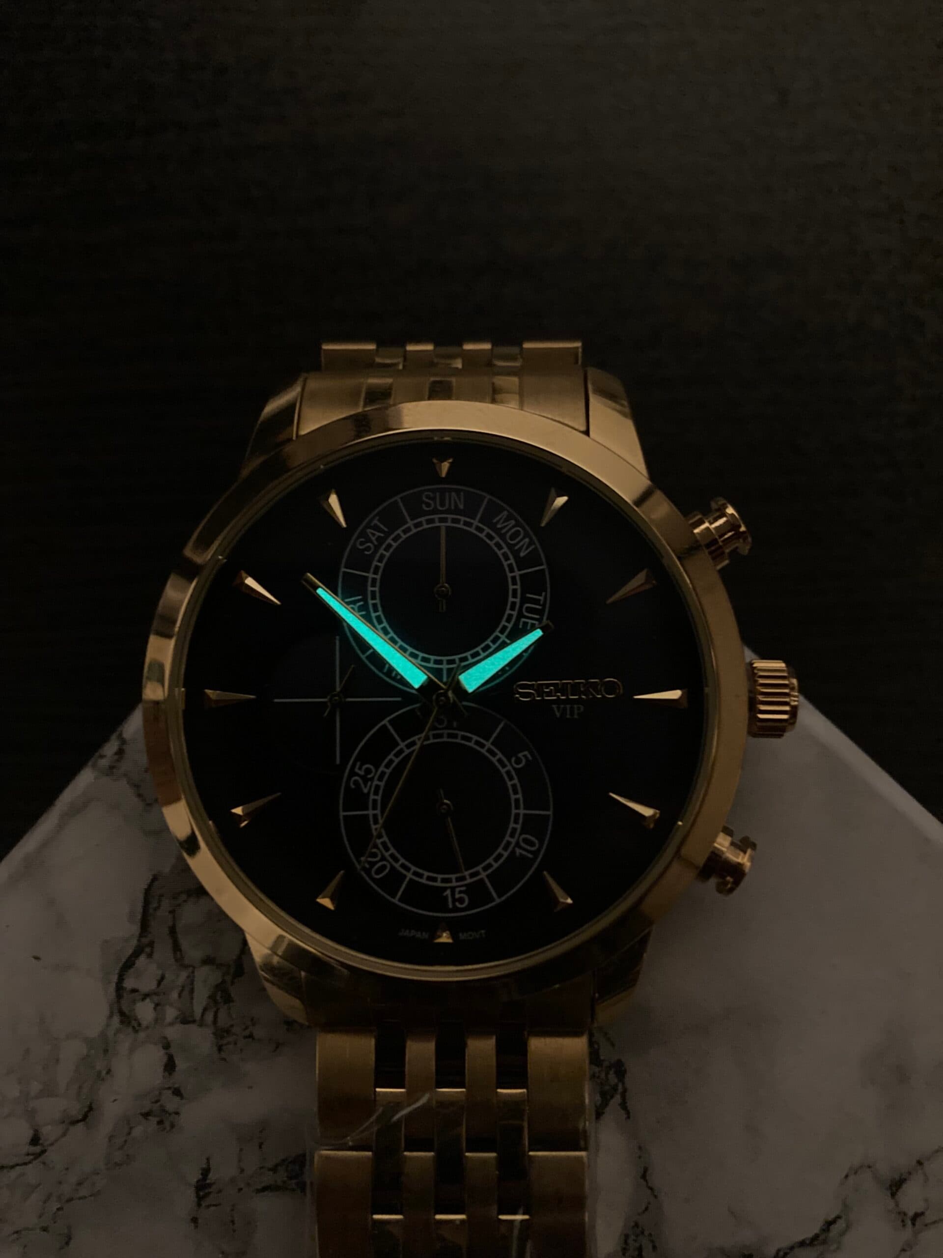 ساعت سیکو فول استیل کرونوگراف طلایی SEIKO — تصویر ۳