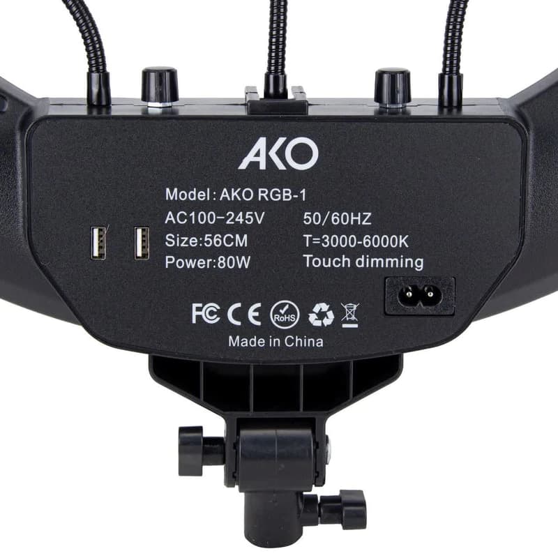 رینگ لایت آکو مدل AKO RGB-1 با قطر 22 اینچ (56سانتی‌متر) بدونه پایه — تصویر ۴