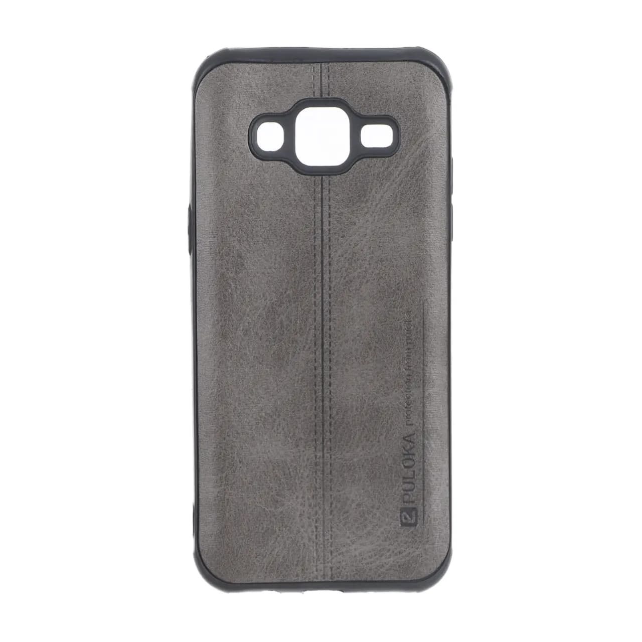 قاب Puloka طرح چرم دوخت دار محافظ لنزدار Samsung Galaxy J5 (2015) / J500 – طوسی