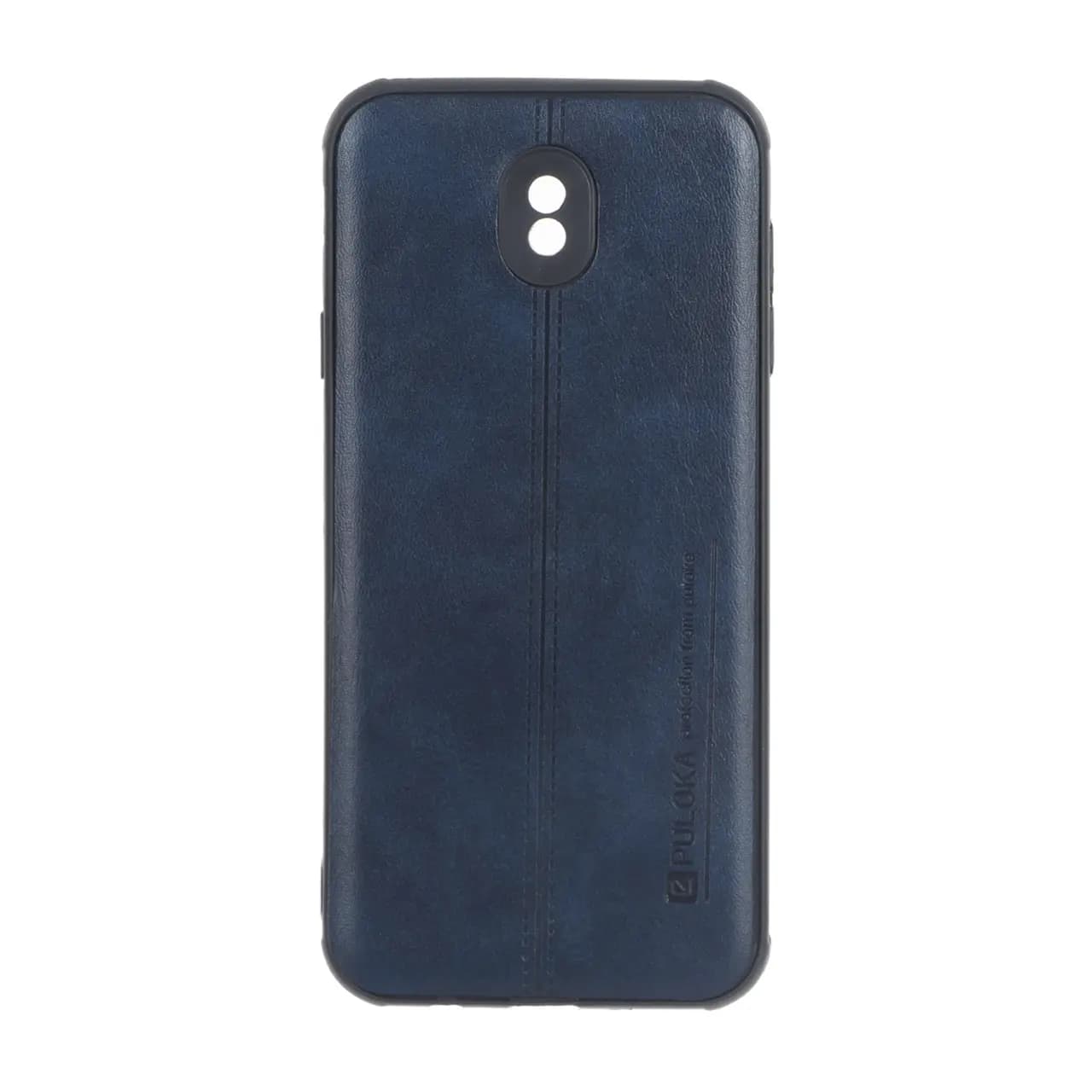 قاب Puloka طرح چرم دوخت دار محافظ لنزدار Samsung Galaxy J7 Pro / J730 – سرمه ای