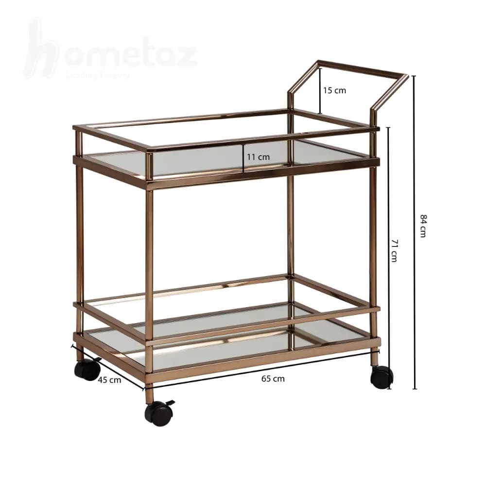 ترولی میز بار استیل طلایی و نقره ای مدرن مدل ht2114 — تصویر ۳