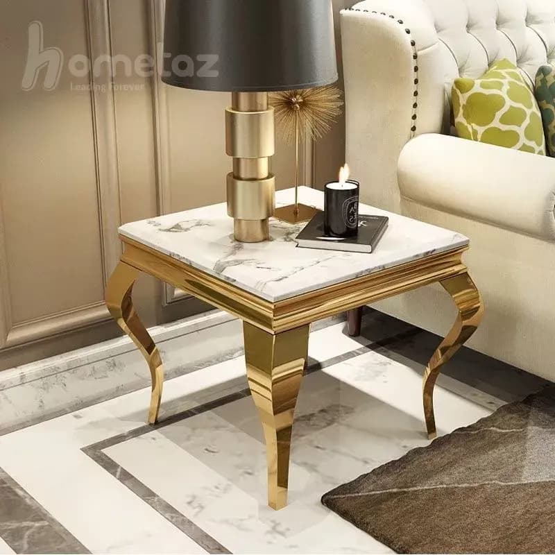 میز عسلی مدرن با ورق استیل مدل سم آهویی