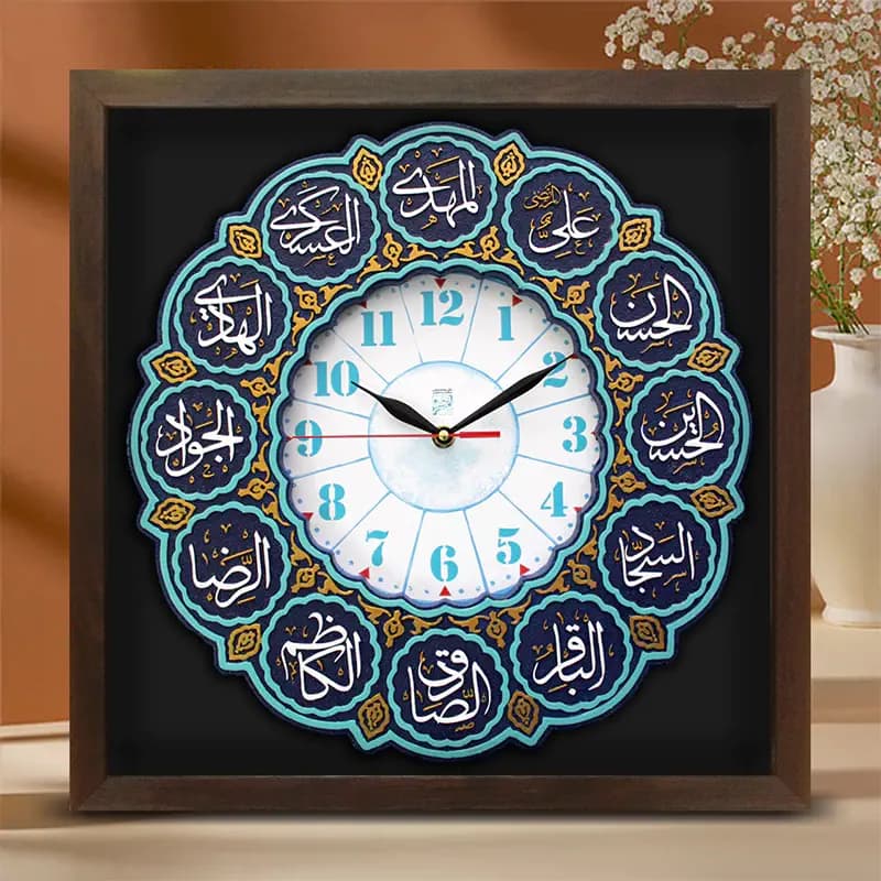 لوح نقش برجسته ساعت طرح دوازده امام علیهما السلام — تصویر ۳