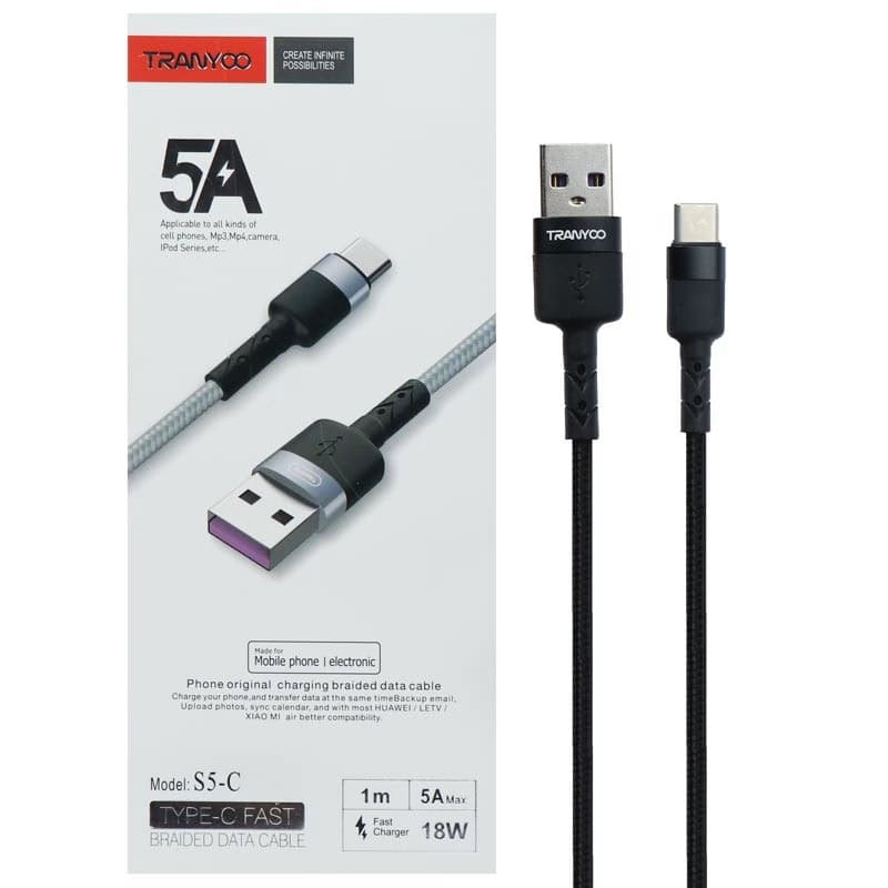 کابل تبدیل USB به USB-C ترانیو مدل S5-C طول 1 متر — تصویر ۳