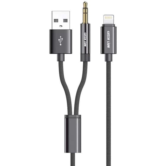 کابلAux کنفی 2 در 1 گرین Green 2 In 1 AUX Braided Cable — تصویر ۲