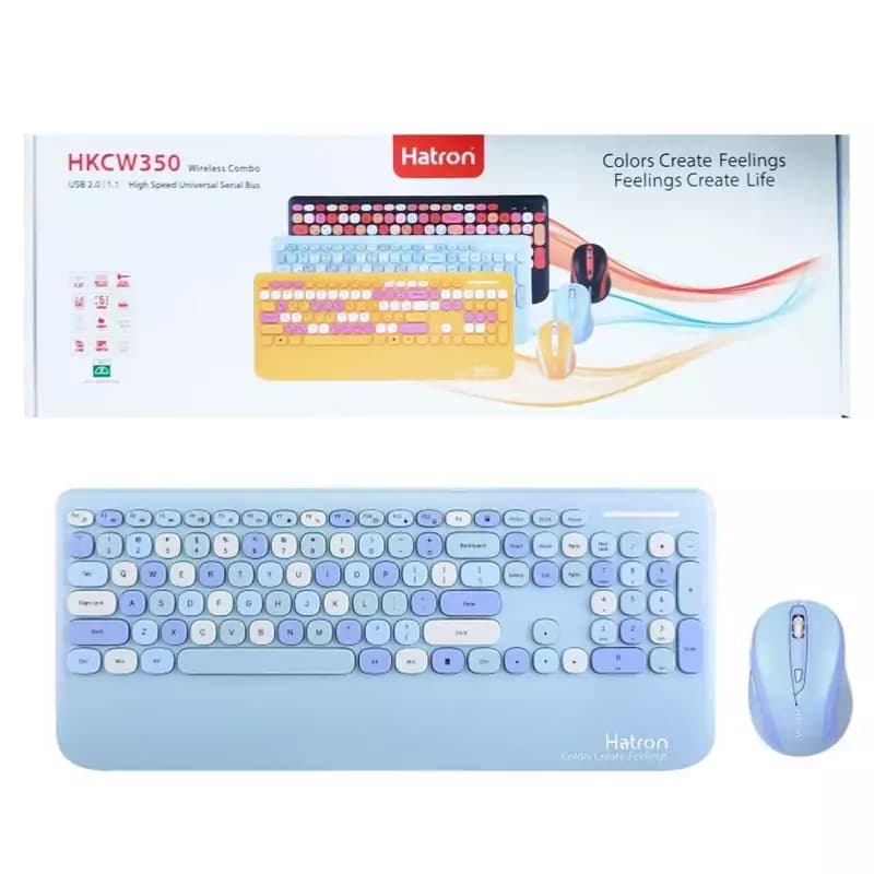 کیبورد و ماوس بی سیم هترون مدل HKCW350، سوییچ ممبران، Full-Size — تصویر ۲