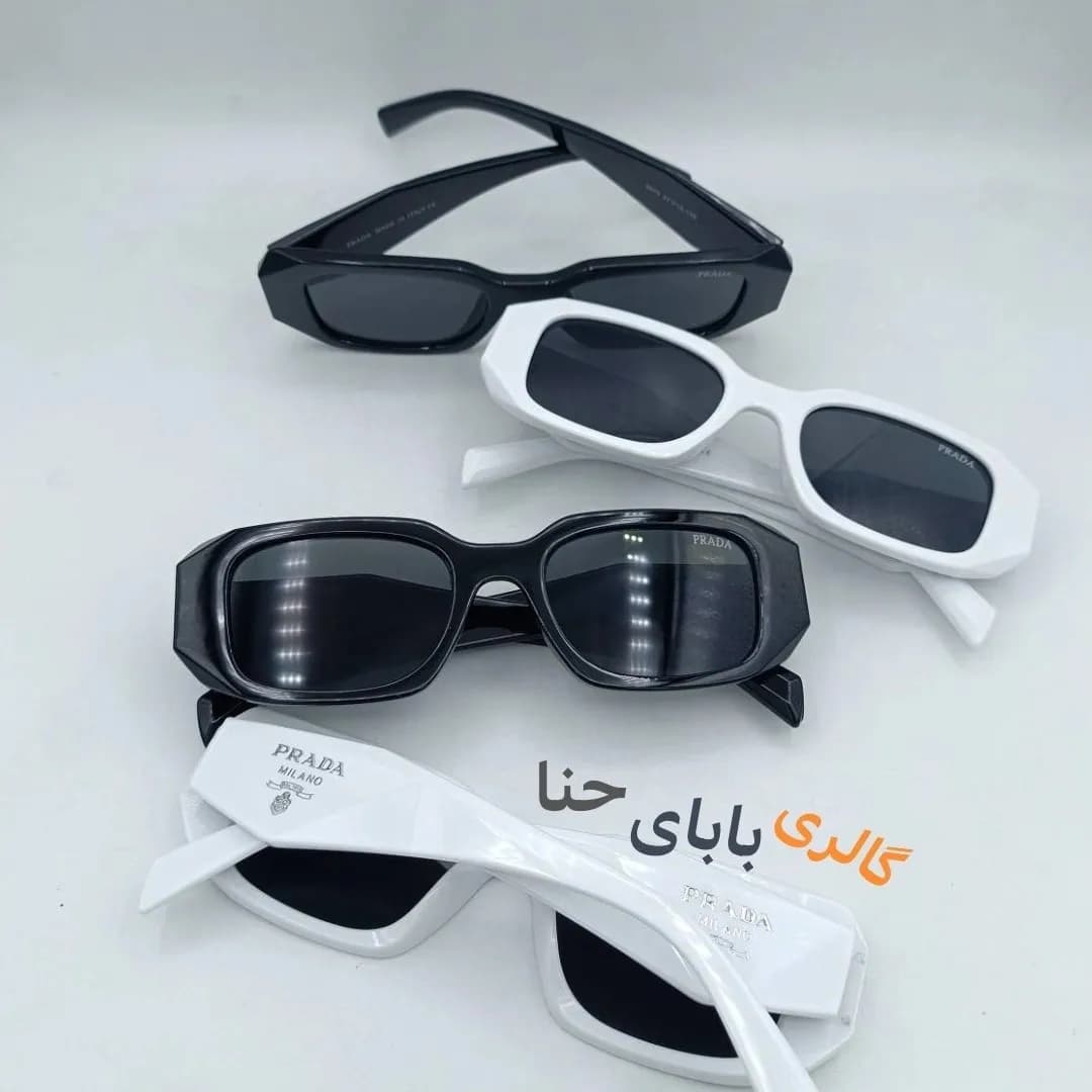 عینک آفتابی پرادا مدل مستطیلی فریم کائوچویی یونیسکس UV400 — تصویر ۴