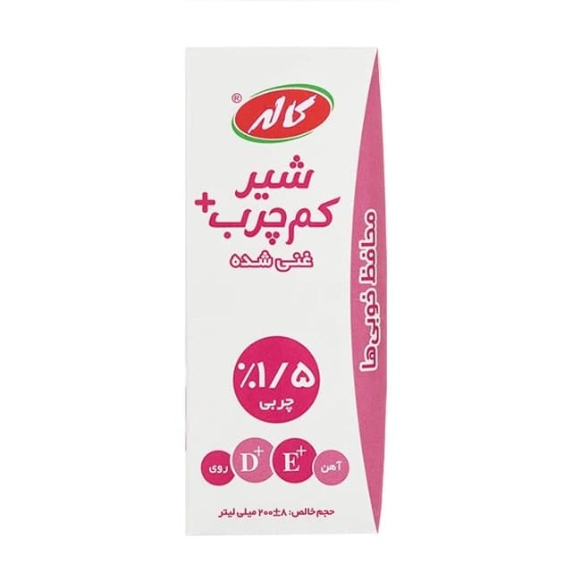 شیر کم چرب غنی شده 200 سی سی لیف کاله در بسته 36 عددی
