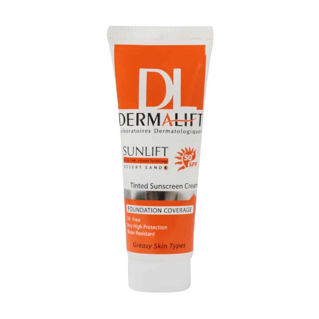 کرم ضد آفتاب غیررنگی SPF50 پوست چرب درمالیفت 40 میلی لیتر