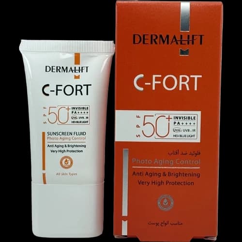 فلوئید ضد آفتاب غیررنگی سی فورت SPF50 درمالیفت مناسب انواع پوست 40 میلی لیتر