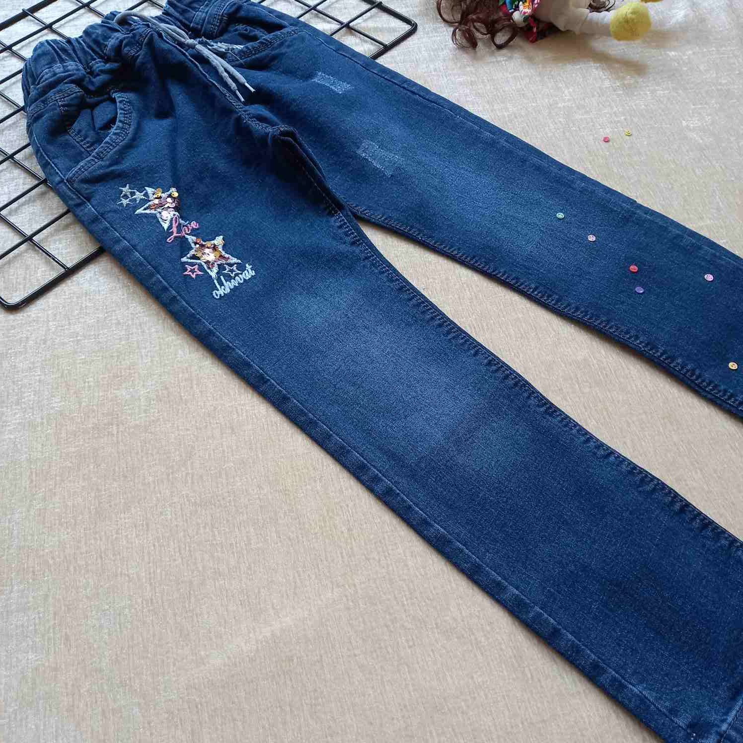 شلوار دخترانه جین ستاره سایز75تا100کد1006021 — تصویر ۲