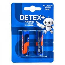 باتری قلمی آلکالاین دیتکس (+DETEX) مدل Alkaline 1.5V LR6 AA بسته 2 تایی