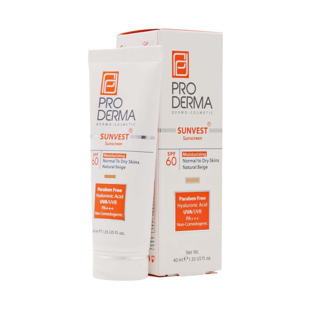 کرم ضد آفتاب و مرطوب کننده پرودرما SPF60 مناسب پوست های معمولی و خشک ۴۰ میلی لیتر | بژ طبیعی — تصویر ۴