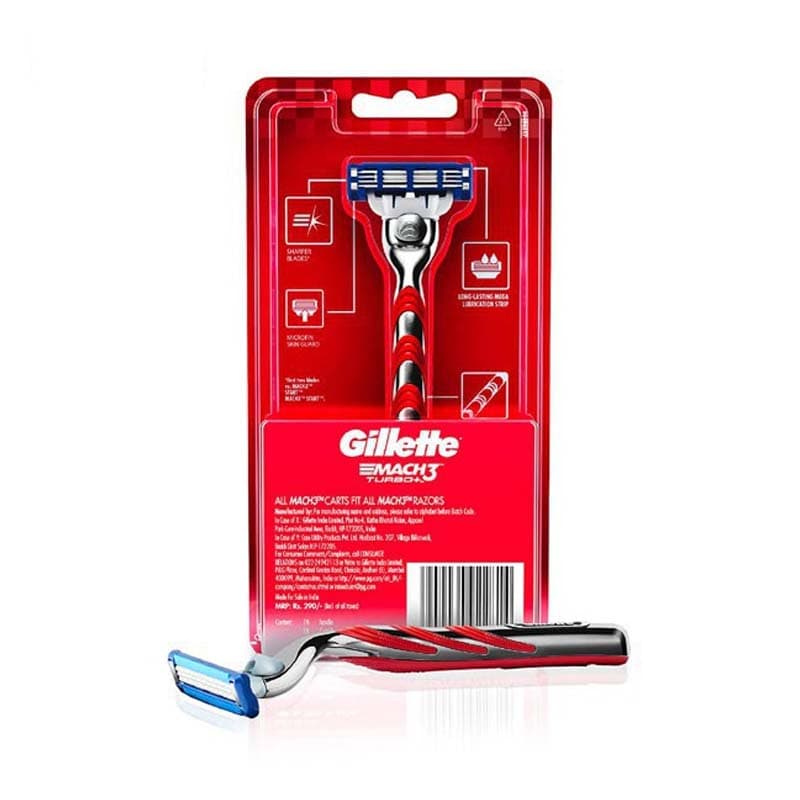 خودتراش ژیلت Gillette مدل +Mach 3 Turbo سه لبه تک یدک (فراری) — تصویر ۲