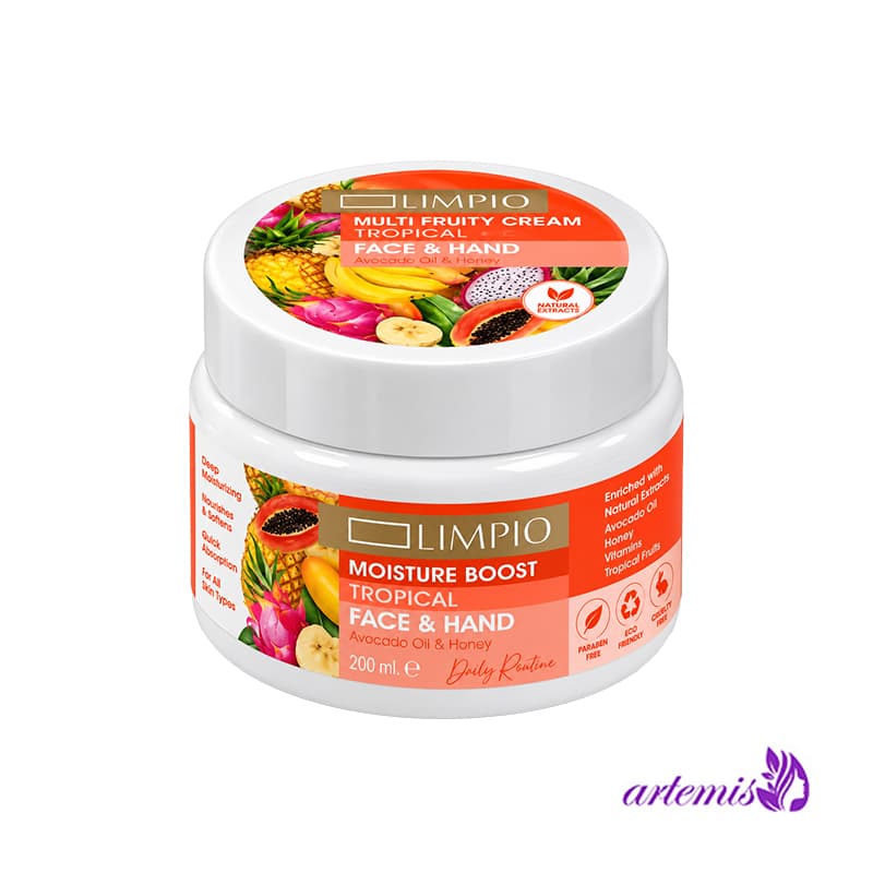 کرم مرطوب کننده دست و صورت لیمپیو Limpio مدل Moisture Boost Tropical حجم 200 میلی لیتر