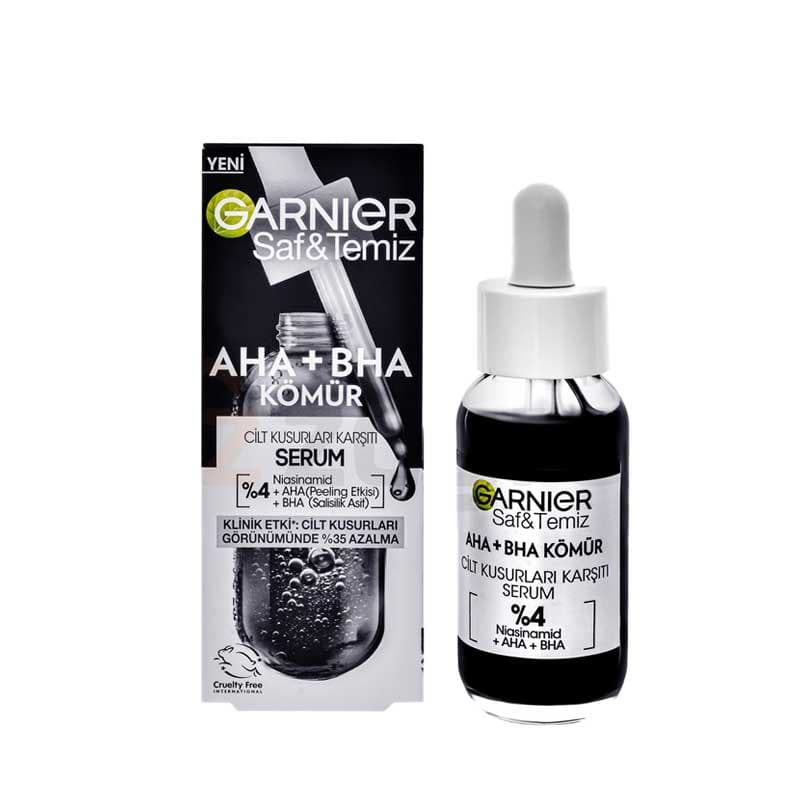 سرم صورت ذغالی گارنیر Garnier مدل AHA+BHA — تصویر ۲