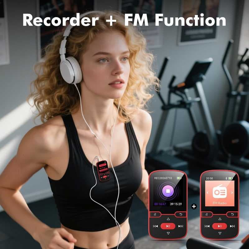 پخش کننده MP3 با ظرفیت 64 گیگابایت، بلوتوث 5.3، کلیپسی، صدای HiFi و صفحه نمایش 1.5 اینچی — تصویر ۶
