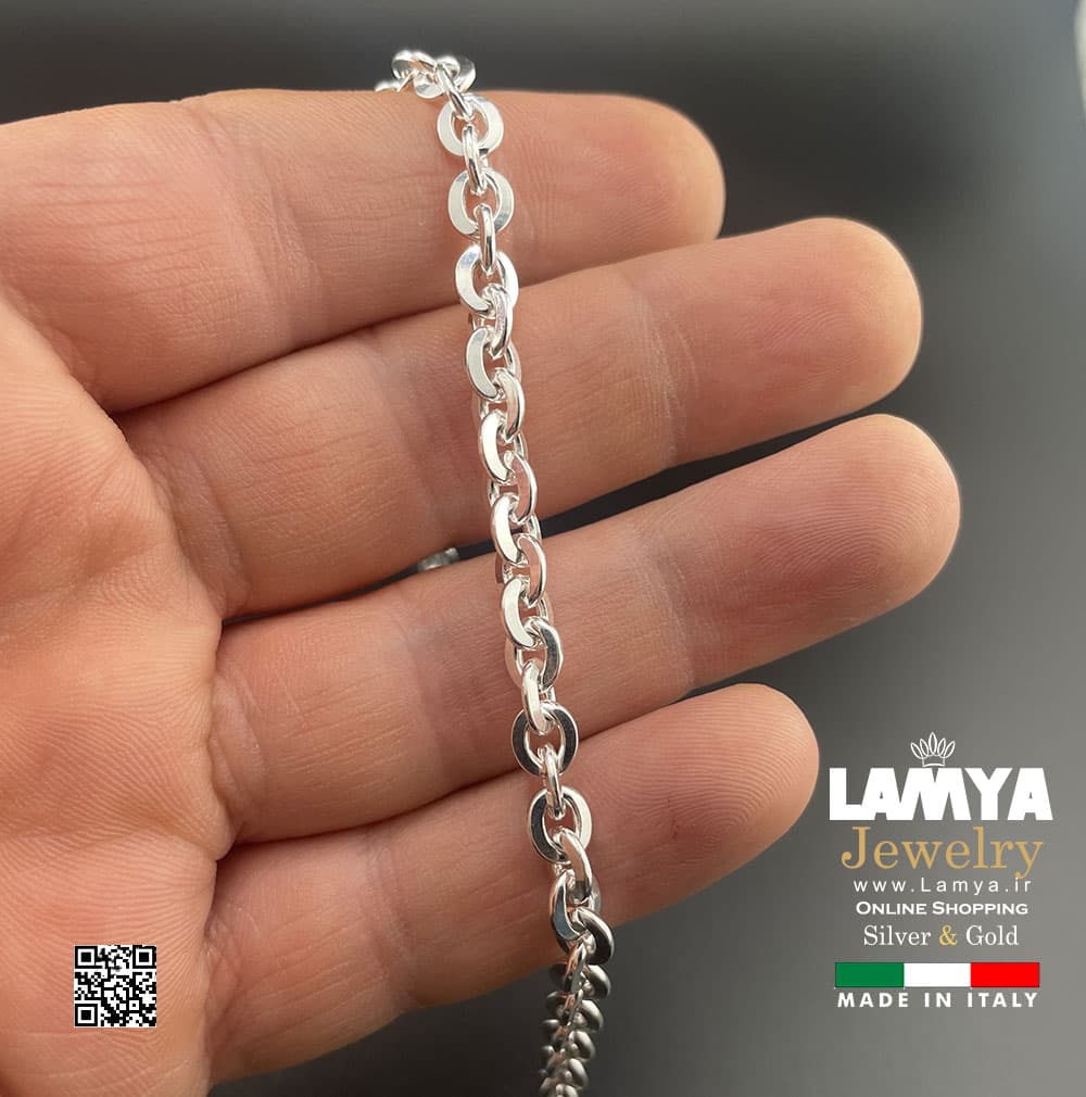 دستبند نقره ایتالیا نیو دیپلمات کد D130 — تصویر ۵
