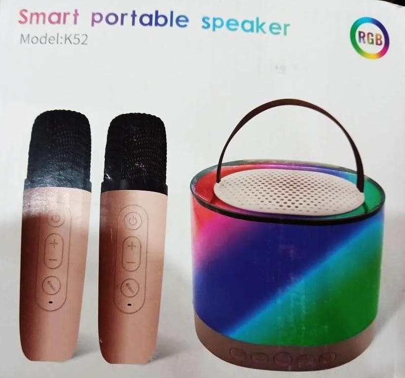 اسپیکر همراه با دو میکروفون کارائوکه smart portable speaker مدل K52 — تصویر ۲