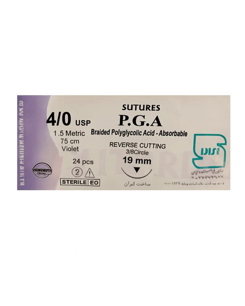 نخ بخیه ویکریل(PGA) 4/0 – 19mm سوچرز – Sutures